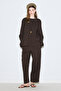 Rustic Slit Blazer Blouse Dark Brown