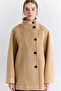 High Collar Double-Breasted Coat Camel - 2