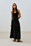 Embroidered Midi Skirt Black - 3