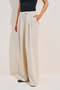 Linen Blended Pleated Pants Natural - 4