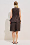Linen Sleeveless Blouse with Binding Details Brown - 6