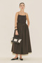 Buttoned Front Poplin Skirt Brown - 2