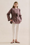 Linen Tunic with Tie-Up Sleeves Lavender - 5