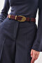 Antique Buckle Thin Belt Burgundy - 2