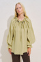 Ruched Collar Muslin Blouse Yellow - 4