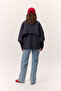 Cape Sleeve Short Trench Coat Navy Blue - 7