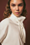High Neck Tie-Up Blouse Ecru