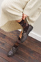 Baklava Patterned Socks Brown Plaid - 4