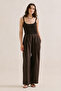 Linen Wide-Leg Pants Dark Brown - 3