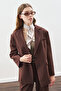 Oversized Cut Blazer Jacket Bitter Brown - 5