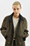 Oversized Contrast Collar Parka Brown Gray - 6