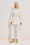 Textured Balloon Sleeve Draped Tunic Ecru - 5