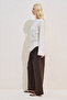 Linen Asymmetric Long Sleeve Blouse Beige - 5