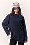 Wide Sleeve Oversize Tshirt Navy Blue