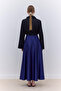 Saten Flared Evening Dress Skirt Dark Blue - 4