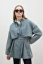 TRENCH DESIGN DENIM JACKET DARK BLUE
