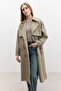 BUTTONED DOUBLE BREASTED TRENCH COAT SAND - 6