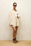 Beige Linen Oversize Buttoned Shirt - 7