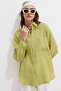 Lime Thin Linen Oversize Shirt - 5