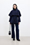 Trench Coat with Cape Detail, Dark Blue