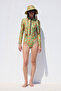 Patterned Zippered Surf Swimsuit Peach - 3