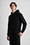 Men's Black Hooded Sweatshirt with Side Pockets and 3-Thread Fleece Inside - 3
