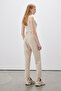 Flat Cut Fabric Trousers Dark Beige - 8