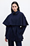 Trench Coat with Cape Detail, Dark Blue - 2