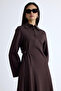 Premium knitted collar dress brown - 2