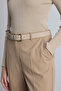 Basic Square Buckle Leather Belt Beige - 2