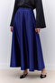 Saten Flared Evening Dress Skirt Dark Blue - 2