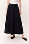 Wide Gather Denim Skirt Black - 3