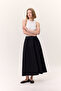 Wide Gather Denim Skirt Black - 4