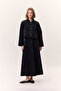 Wide Gather Denim Skirt Black