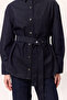Belt Detail Denim Shirt Deep Blue - 4