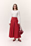 Ruched Gabardine Skirt Red - 4