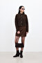 Faux leather mini skirt brown