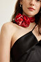 PATTERNED SATIN NECK SCARF ROSE RED - 2