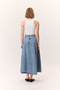 Wide Gather Denim Skirt Blue - 8