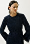 Shiny Long Sleeve Evening Dress Dark Blue - 5