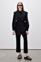 Straight Cut Fabric Pants Black - 5