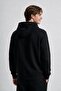 Men's Black Hooded Sweatshirt with Side Pockets and 3-Thread Fleece Inside - 4