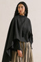 Asymmetric linen cape blouse black - 6