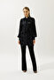 Jacquard Satin Shirt Navy Blue - 5