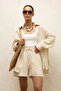 Beige Linen Oversize Buttoned Shirt - 5