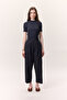 Pleated Gabardine Pants Navy Blue - 4