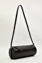Leather Cylinder Shoulder Bag Black - 7