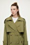 BUTTONED DOUBLE-BREASTED TRENCH COAT KHAKI - 6