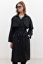 BUTTONED DOUBLE-BREASTED TRENCH COAT BLACK - 5