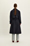 Belted Oversize Gabardine Trench Coat Navy Blue - 8